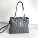 YSL LouLou Grey Leather with Silver Hardware #RYRK-2