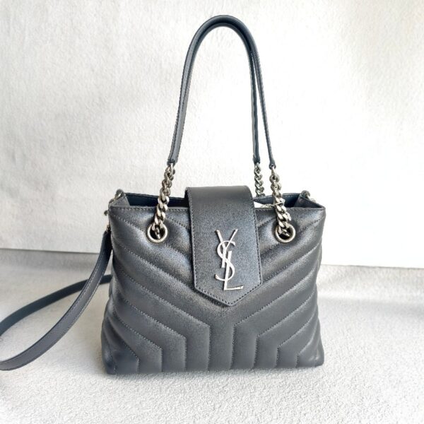 YSL LouLou Grey Leather with Silver Hardware #RYRK-2