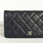 Chanel Bi-fold Long Wallet Black Lambskin with Silver Hardware #RCOK-2
