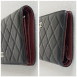 Chanel Bi-fold Long Wallet Black Lambskin with Silver Hardware #RCOK-2 - Image 7