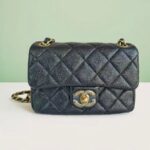 Chanel Mini Flap Black Grained Calfskin with Gold Hardware #RKRY-1