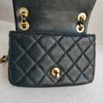 Chanel Mini Flap Black Grained Calfskin with Gold Hardware #RKRY-1 - Image 14