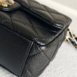 Chanel Mini Flap Black Grained Calfskin with Gold Hardware #RKRY-1 - Image 8