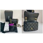 Chanel Mini Flap Black Grained Calfskin with Gold Hardware #RKRY-1 - Image 2