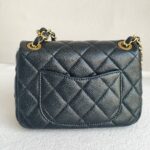 Chanel Mini Flap Black Grained Calfskin with Gold Hardware #RKRY-1 - Image 3