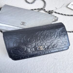 Chanel WOC Wallet On Chain Black Camellia Lambskin with Silver Hardware #RYOC-2