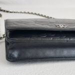 Chanel WOC Wallet On Chain Black Camellia Lambskin with Silver Hardware #RYOC-2 - Image 11