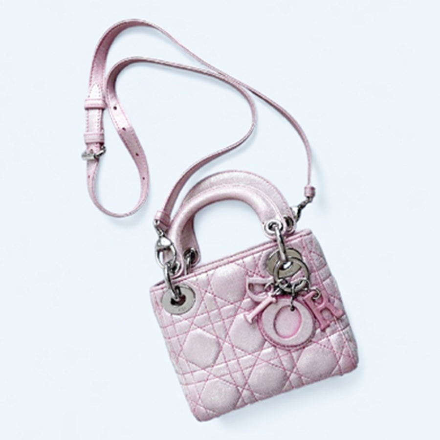 Christian Dior Lady Dior Micro Pink Lambskin with Silver Hardware #RYUU-1