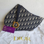 Christian Dior Saddle Clutch Blue Canvas with Leather and Gold Hardware #RCTL-1 - Image 2