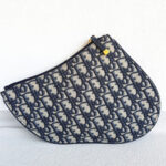 Christian Dior Saddle Clutch Blue Canvas with Leather and Gold Hardware #RCTL-1 - Image 4
