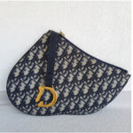 Christian Dior Saddle Clutch Blue Canvas with Leather and Gold Hardware #RCTL-1 - Image 3