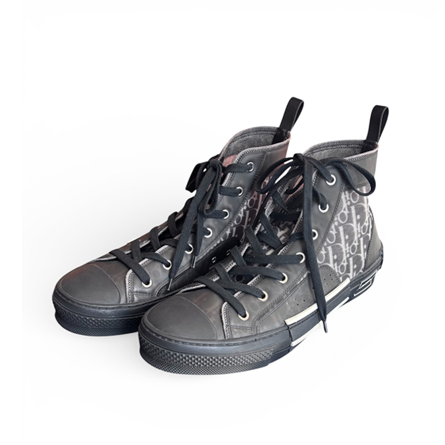 Dior B23 High Top Sneaker Size 43 BlackWhite Oblique Canvas and Leather Shoes #RSLY-22