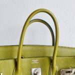 Hermes Birkin 35cm Green Clemence Leather with Palladium Plated Hardware #RSKT-1 - Image 34