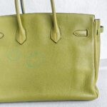 Hermes Birkin 35cm Green Clemence Leather with Palladium Plated Hardware #RSKT-1 - Image 36