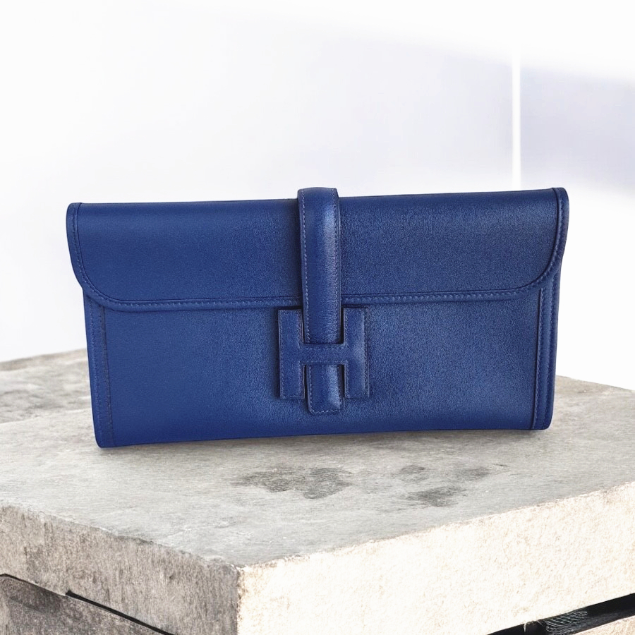 Hermes-Jige-29cm-Clutch-Blue-Sapphire-Swift-Leather #GULTS-4 (1) Hermes Jige Clutch Blue Sapphire Swift Leather #GULTS-4