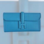 Hermes Jige Clutch Blue Swift Leather #RYLR-5