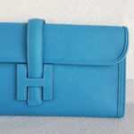 Hermes Jige Clutch Blue Swift Leather #RYLR-5 - Image 4