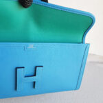 Hermes Jige Clutch Blue Swift Leather #RYLR-5 - Image 17
