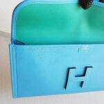 Hermes Jige Clutch Blue Swift Leather #RYLR-5 - Image 16