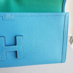 Hermes Jige Clutch Blue Swift Leather #RYLR-5 - Image 19