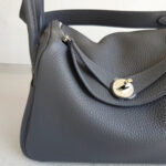 Hermes Lindy 26CM Ardoise Clemence Leather with Palladium-plated Hardware #RCYU-1 - Image 3