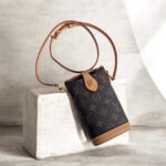 LV M80874 Fold Me Pouch Bag Brown Monogram Coated Canvas with Leather and Gold Hardware #RYYS-4