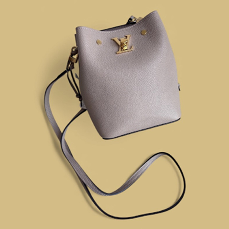 LV Nano Lock Me Bucket Galet Taurillon Leather with Gold Hardware #RYUS-1