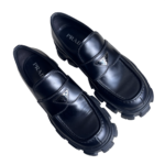 Prada Loafer Size 8 Black Leather Shoes #RSLY-19