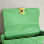 Chanel 19 Flap Bag Green Lambskin with Gold/Silver/Ruthenium Hardware #RKSK-1 - Image 19