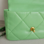 Chanel 19 Flap Bag Green Lambskin with Gold/Silver/Ruthenium Hardware #RKSK-1 - Image 20
