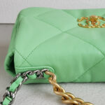 Chanel 19 Flap Bag Green Lambskin with Gold/Silver/Ruthenium Hardware #RKSK-1 - Image 9