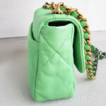 Chanel 19 Flap Bag Green Lambskin with Gold/Silver/Ruthenium Hardware #RKSK-1 - Image 8