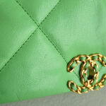 Chanel 19 Flap Bag Green Lambskin with Gold/Silver/Ruthenium Hardware #RKSK-1 - Image 14