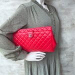 Chanel Clutch Red Lambskin with Silver Hardware #RYLT-2 - Image 26