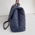 Chanel Coco Handle Large Navy Blue/Maroon with Grained Calfskin/Lizard Skin Printed Handle and Rustic Gold Hardware #RKCT-2 - Image 7