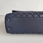 Chanel Coco Handle Large Navy Blue/Maroon with Grained Calfskin/Lizard Skin Printed Handle and Rustic Gold Hardware #RKCT-2 - Image 11