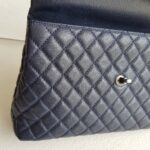 Chanel Coco Handle Large Navy Blue/Maroon with Grained Calfskin/Lizard Skin Printed Handle and Rustic Gold Hardware #RKCT-2 - Image 23