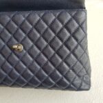 Chanel Coco Handle Large Navy Blue/Maroon with Grained Calfskin/Lizard Skin Printed Handle and Rustic Gold Hardware #RKCT-2 - Image 24