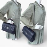 Chanel Coco Handle Large Navy Blue/Maroon with Grained Calfskin/Lizard Skin Printed Handle and Rustic Gold Hardware #RKCT-2 - Image 35