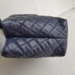 Chanel Coco Handle Large Navy Blue/Maroon with Grained Calfskin/Lizard Skin Printed Handle and Rustic Gold Hardware #RKCT-2 - Image 9