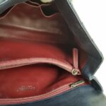 Chanel Coco Handle Large Navy Blue/Maroon with Grained Calfskin/Lizard Skin Printed Handle and Rustic Gold Hardware #RKCT-2 - Image 28