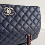 Chanel Coco Handle Large Navy Blue/Maroon with Grained Calfskin/Lizard Skin Printed Handle and Rustic Gold Hardware #RKCT-2 - Image 20
