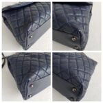 Chanel Coco Handle Large Navy Blue/Maroon with Grained Calfskin/Lizard Skin Printed Handle and Rustic Gold Hardware #RKCT-2 - Image 13