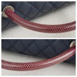 Chanel Coco Handle Large Navy Blue/Maroon with Grained Calfskin/Lizard Skin Printed Handle and Rustic Gold Hardware #RKCT-2 - Image 16