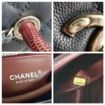 Chanel Coco Handle Large Navy Blue/Maroon with Grained Calfskin/Lizard Skin Printed Handle and Rustic Gold Hardware #RKCT-2 - Image 18