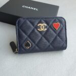Chanel Small Pouch Blue Grained Calfskin with Gold Hardware #RTYC-2