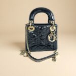 Christian Dior Lady Dior Mini Black Patent Leather with Gold Hardware #RTCL-5