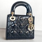 Christian Dior Lady Dior Mini Black Patent Leather with Gold Hardware #RTCL-5 - Image 2
