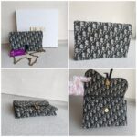 Christian Dior Saddle Pouch Chain/Clutch Blue Canvas with Leather and Gold Hardware #RTCS-1 - Image 2