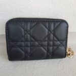 Christian Dior Small Lady Dior Voyageur Coin Purse Black Lambskin with Gold Hardware #RTYC-1 - Image 4